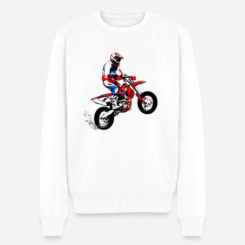 Supermoto Racer - Männer Premium Bio Pullover - Weiß