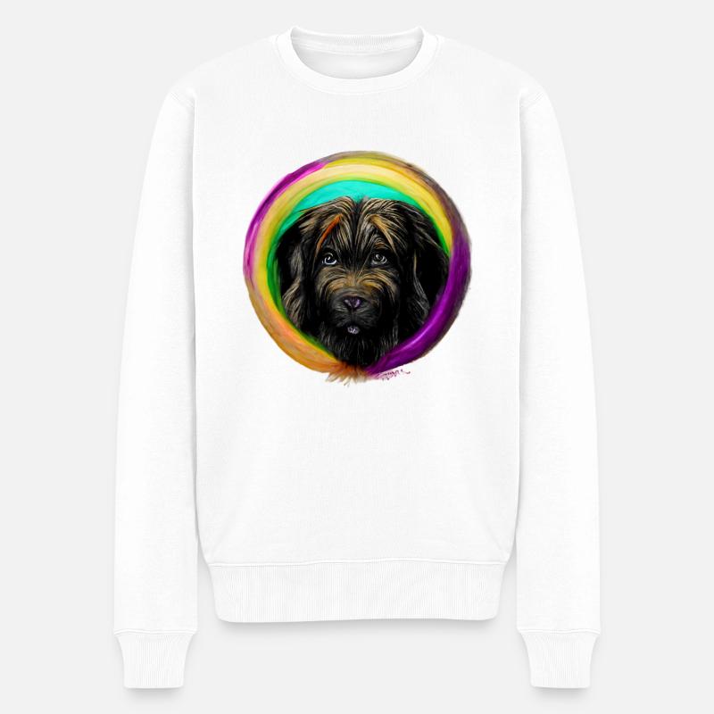 Rainbow Dog Briard 2 - Pull Premium bio Homme - blanc