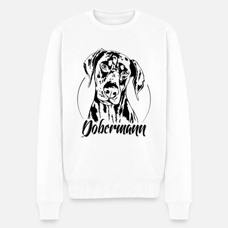 DOBERMANN Hundeportrait Wilsigns Hunde Aufkleber - Männer Premium Bio Pullover - Weiß
