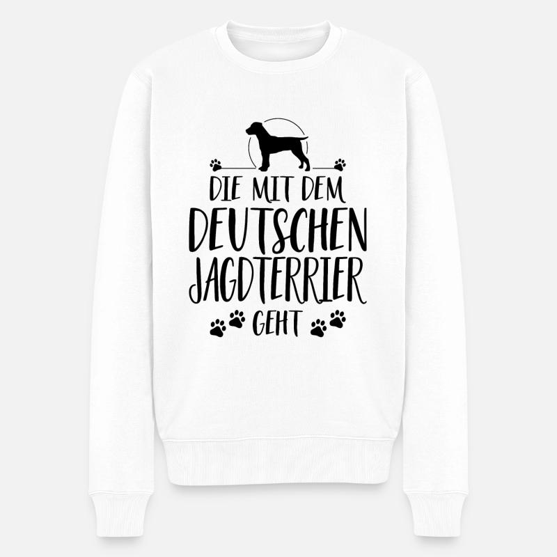 DIE MIT DEUTSCHEN JAGDTERRIER GEHT Wilsigns Hunde - Männer Premium Bio Pullover - Weiß