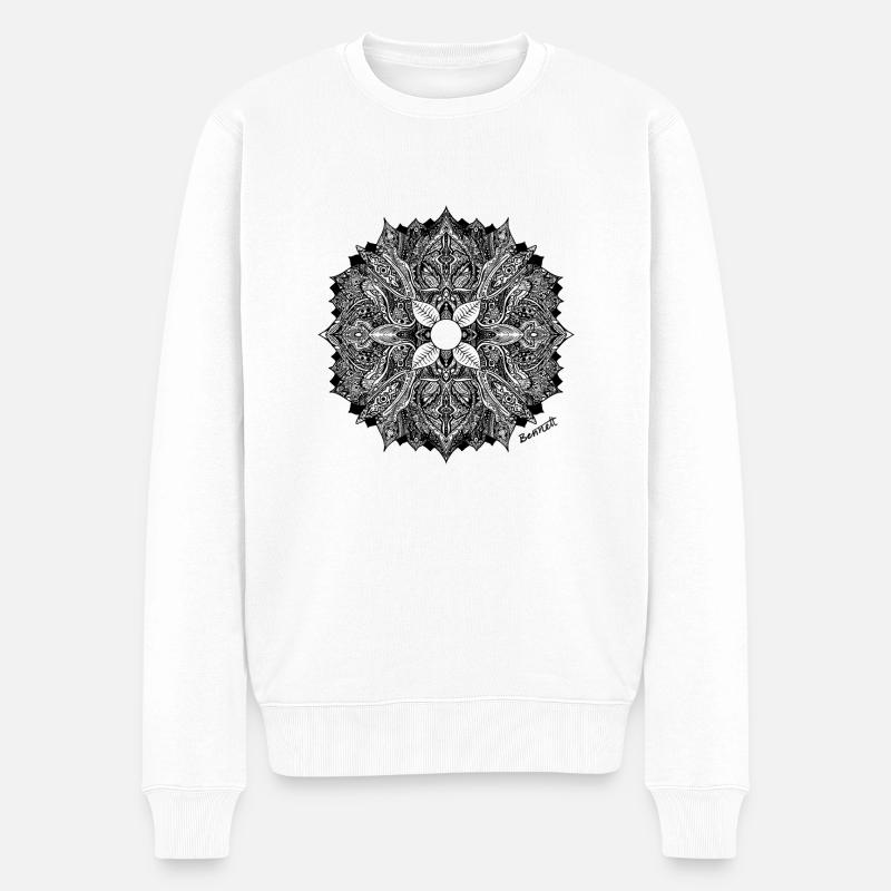 Mandala - Männer Premium Bio Pullover - Weiß