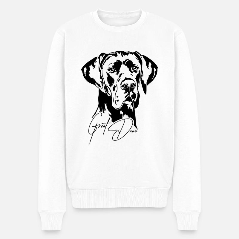 Great Dane Portrait Hundeportrait Hunde Wilsigns - Männer Premium Bio Pullover - Weiß