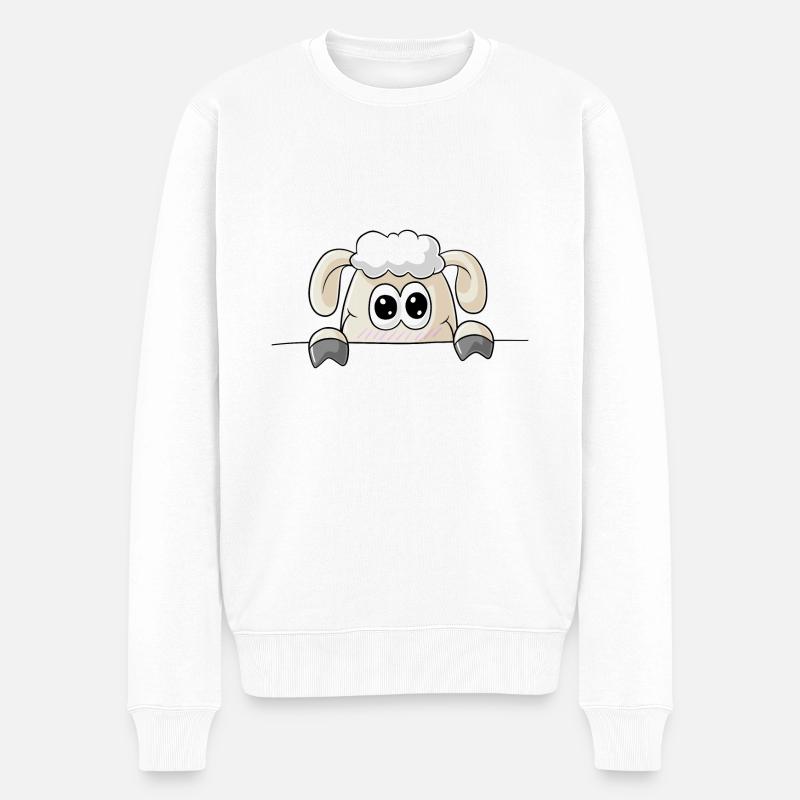 Schaf Comic - Männer Premium Bio Pullover - Weiß