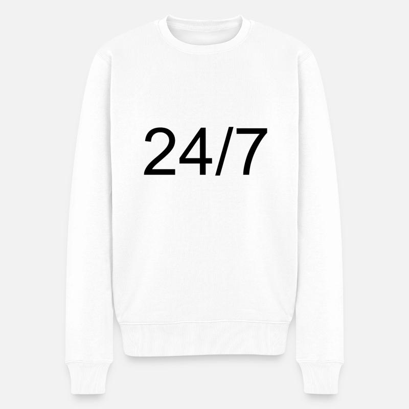 24/7 - Männer Premium Bio Pullover - Weiß