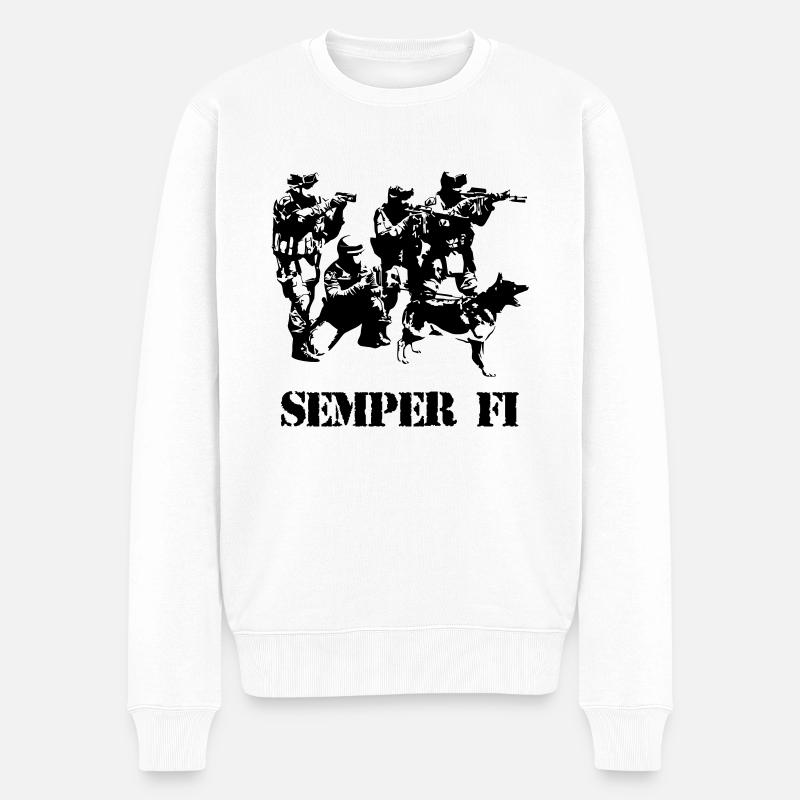 Semper Fi - Männer Premium Bio Pullover - Weiß