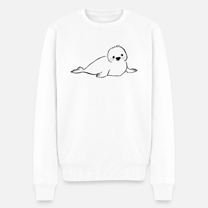 Robbe tanzt - Männer Premium Bio Pullover - Weiß