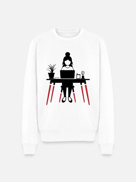 Learning Woman Computer Job - Men's Premium Organic Jumper - white
