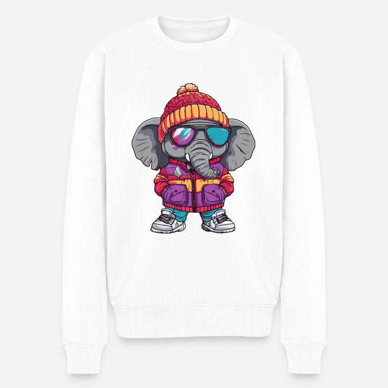 Elephant Cool Bande dessinée - Pull Premium bio Homme - blanc