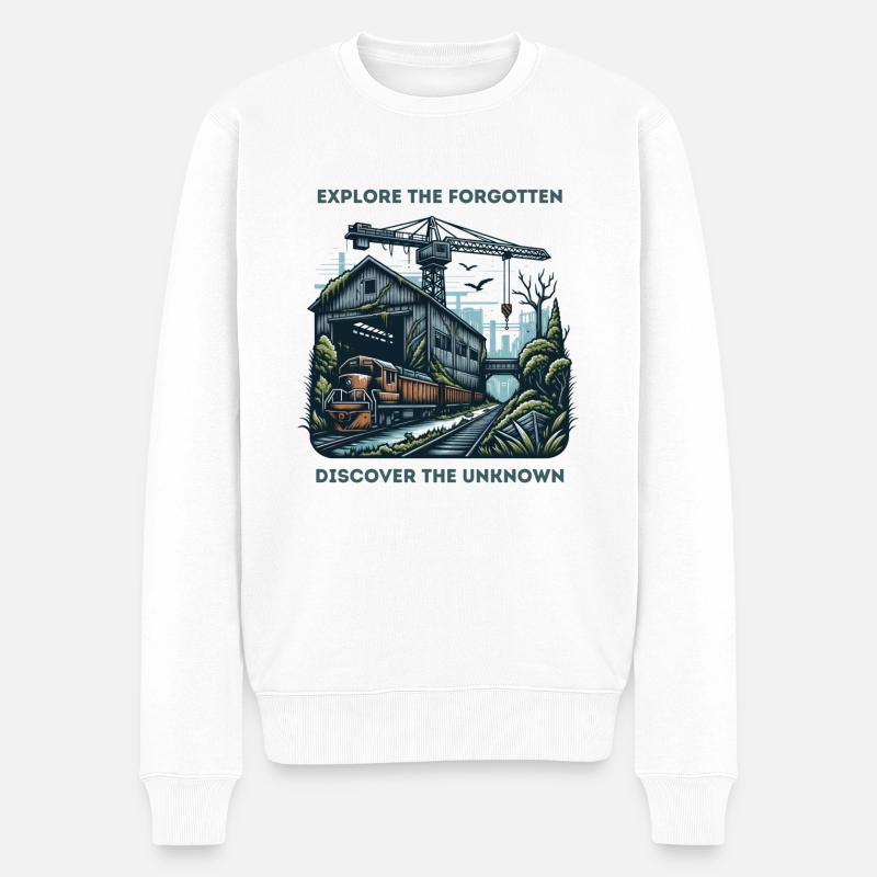 "Explorez l'oublié, découvrez l'inconnu" - Pull Premium bio Homme - blanc