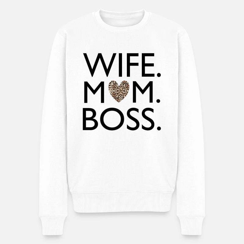 WIFE MOM - Männer Premium Bio Pullover - Weiß