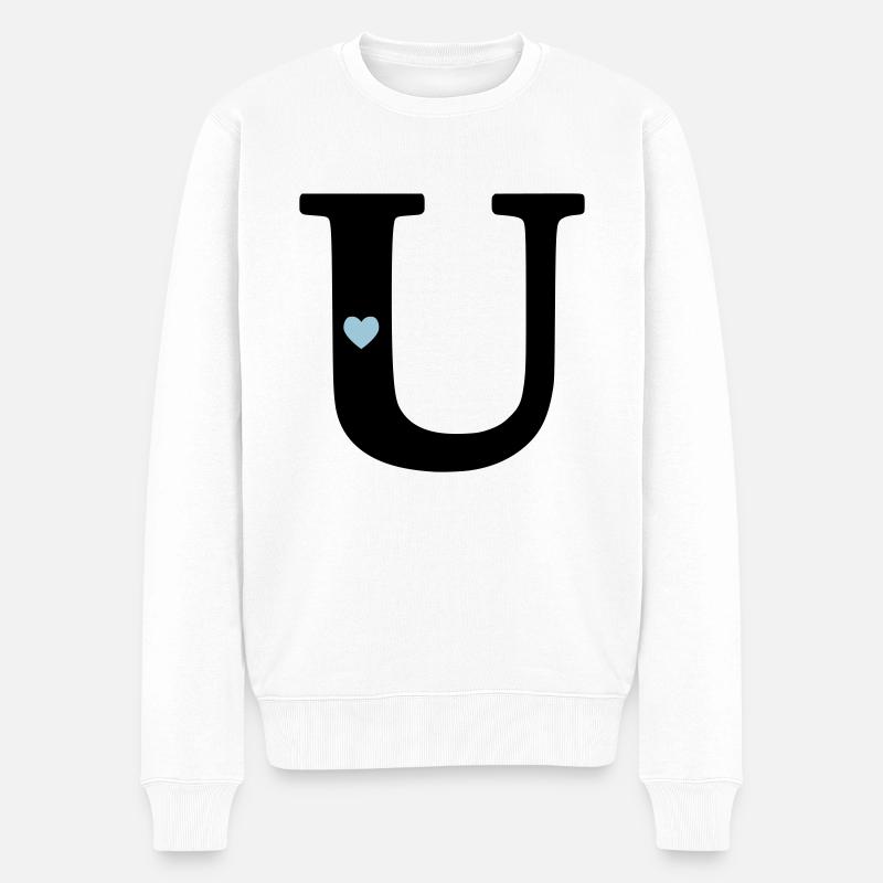 Buchstabe U Anfangsbuchstabe - Männer Premium Bio Pullover - Weiß