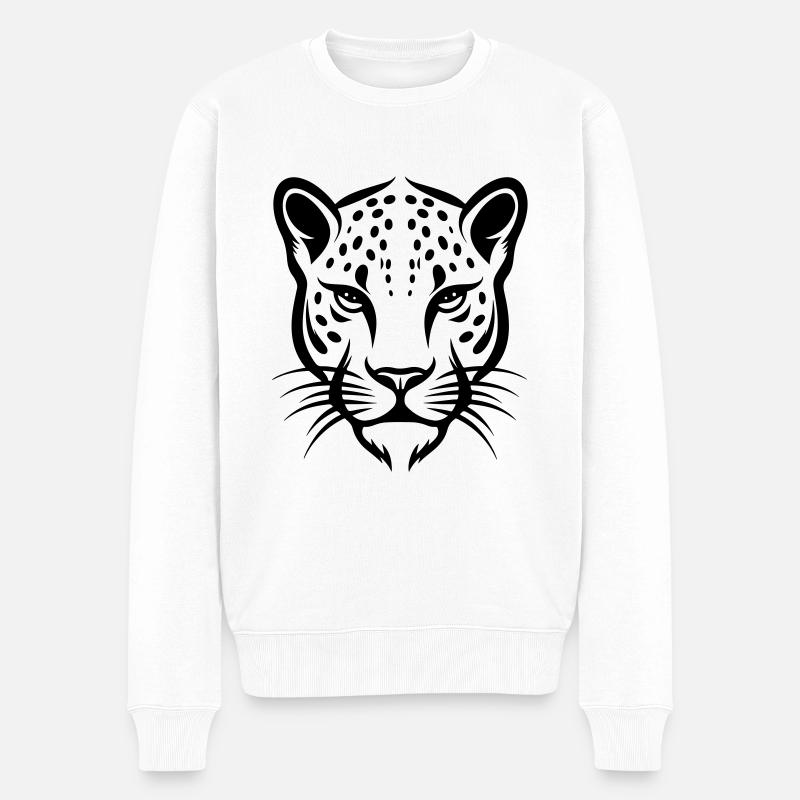 Gepard Kopf - Männer Premium Bio Pullover - Weiß