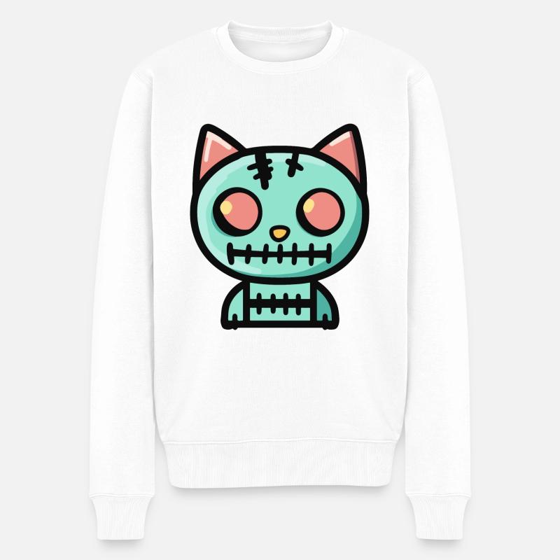 Chat Halloween Drôle - Pull Premium bio Homme - blanc