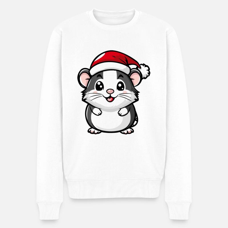 Hamster Weihnachten Christmas - Männer Premium Bio Pullover - Weiß