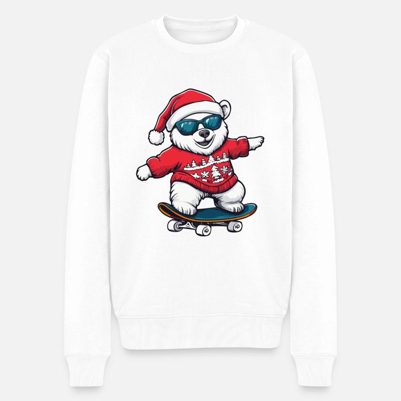 Ours polaire Noël drôle - Pull Premium bio Homme - blanc