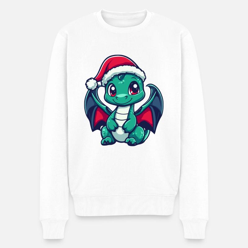 Dragon Noël Mignon - Pull Premium bio Homme - blanc