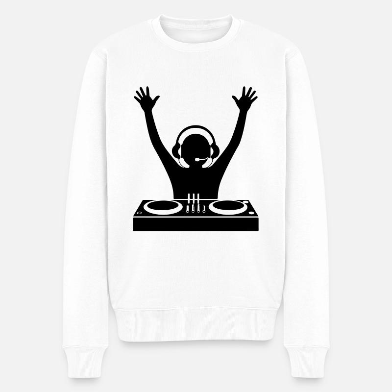 DJ Turntables Party - Männer Premium Bio Pullover - Weiß