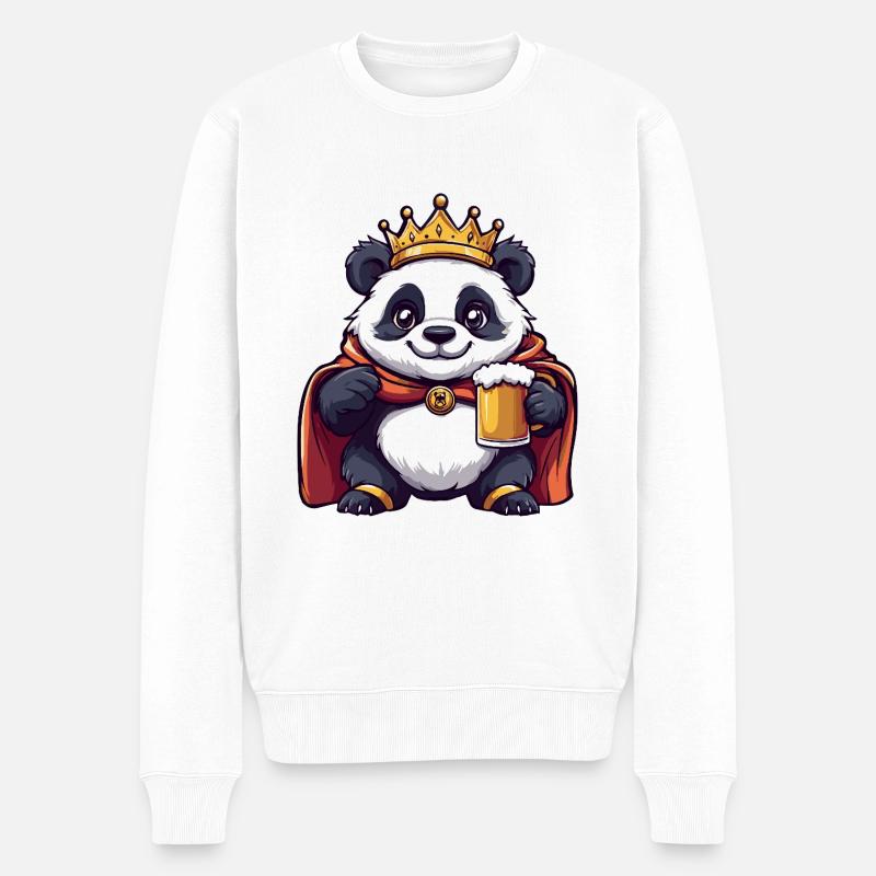 Panda Bier Lustig - Männer Premium Bio Pullover - Weiß