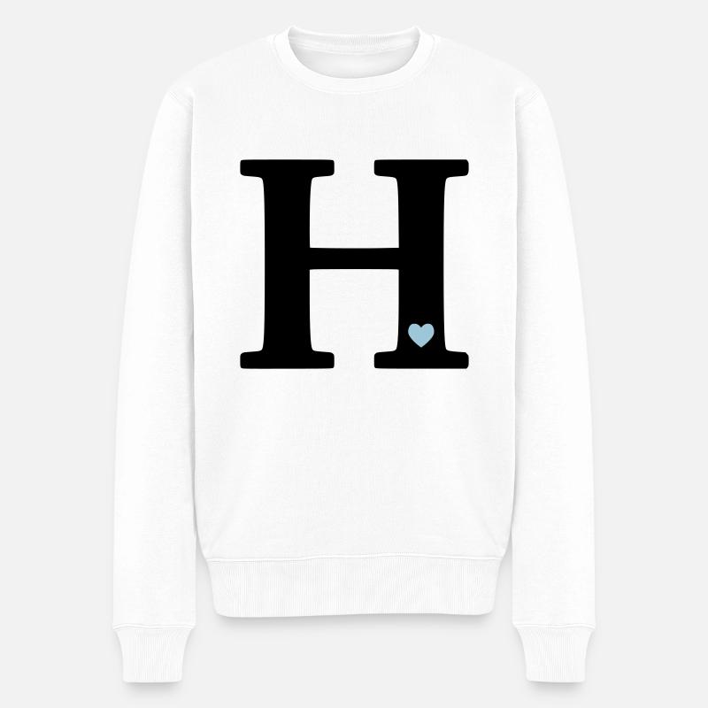 Buchstabe H Anfangsbuchstabe - Männer Premium Bio Pullover - Weiß