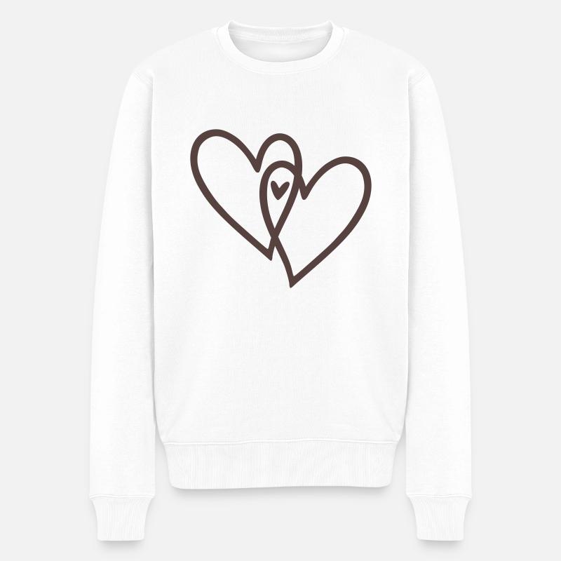 2 cœurs plus 1 - Pull Premium bio Homme - blanc