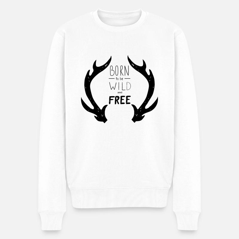 born wild free - Männer Premium Bio Pullover - Weiß