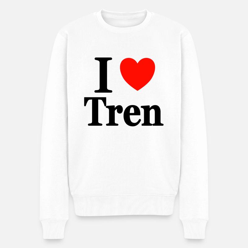 I love tren - Männer Premium Bio Pullover - Weiß