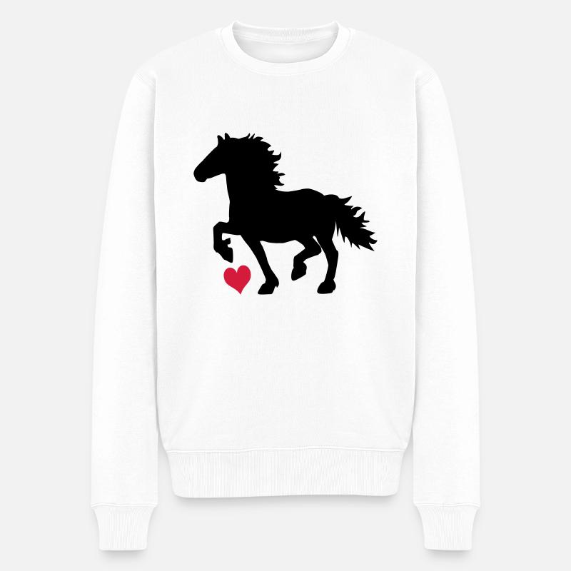 Friesenpferd - Männer Premium Bio Pullover - Weiß