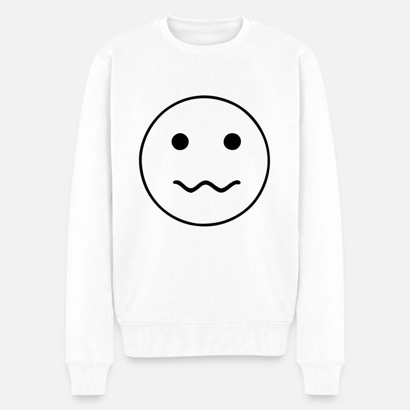 Emoji sketch nerveux noir - Pull Premium bio Homme - blanc