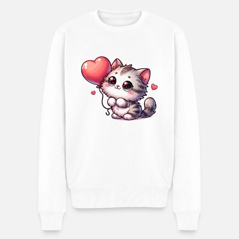 Chat Ballon Animaux - Pull Premium bio Homme - blanc