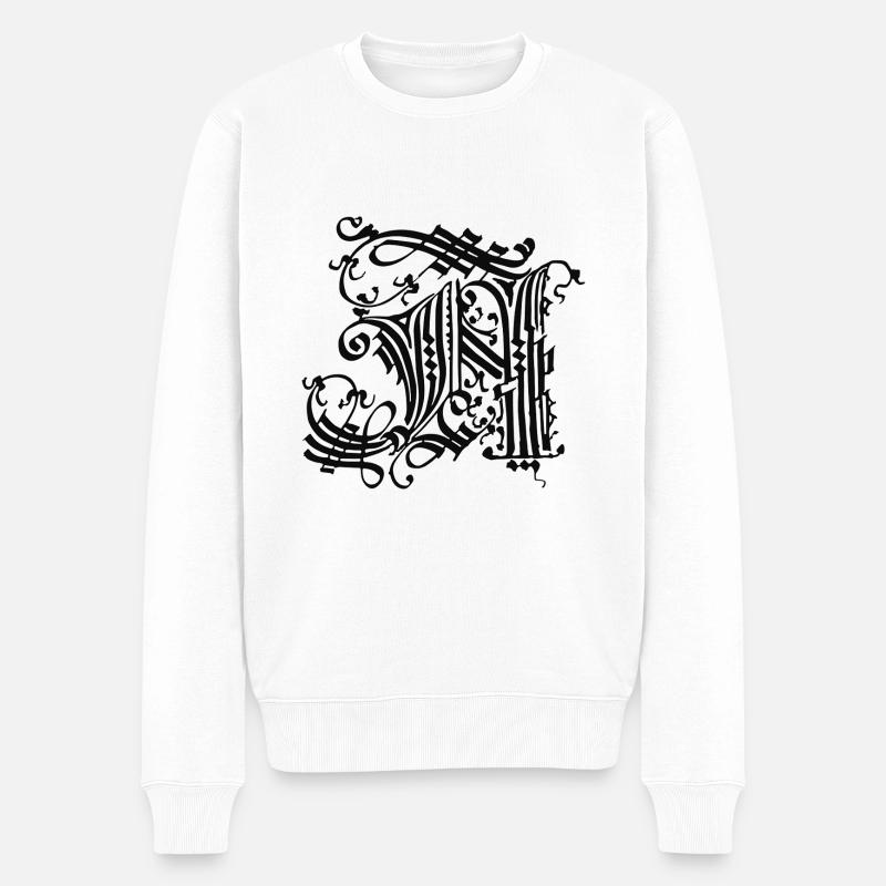Medieval Core Mittelalter Initialen N Castle Core - Männer Premium Bio Pullover - Weiß