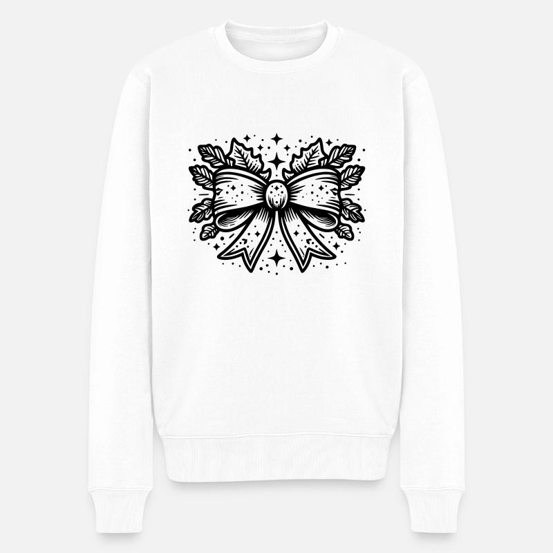 Weihnachten Schleife - Männer Premium Bio Pullover - Weiß