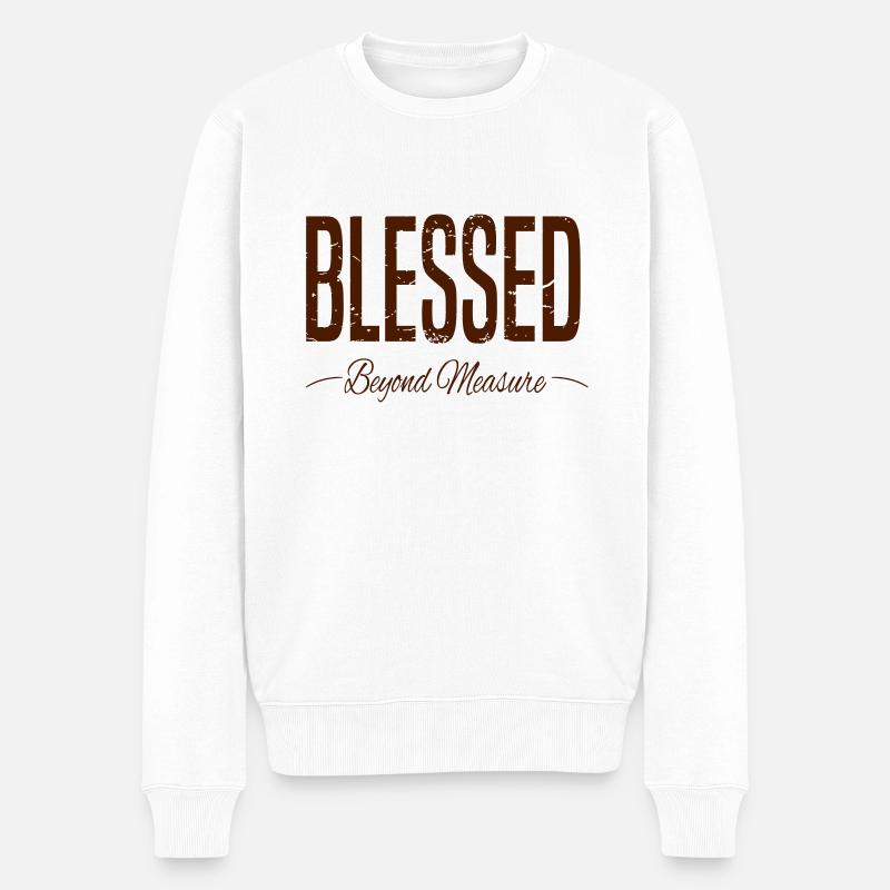 BLESSED Beyond Measure grunge - Männer Premium Bio Pullover - Weiß