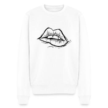 Sexy Lippen, zum verlieben, Geschenkidee - Männer Premium Bio Pullover - Weiß - Vorne - Thijin (182cm)