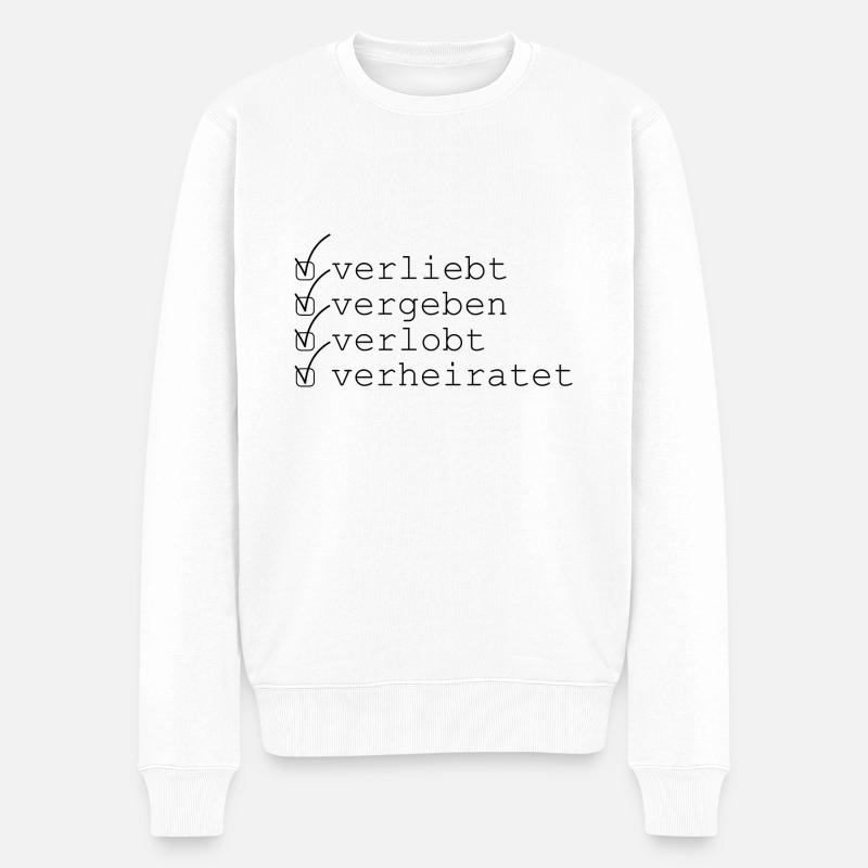 verliebt und verlobt verlobung hochzeit ehe - Männer Premium Bio Pullover - Weiß
