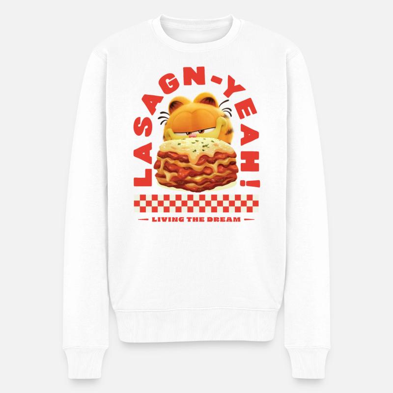 Garfield Lasagn-Yeah! Witziges Wortspiel-Design - Männer Premium Bio Pullover - Weiß