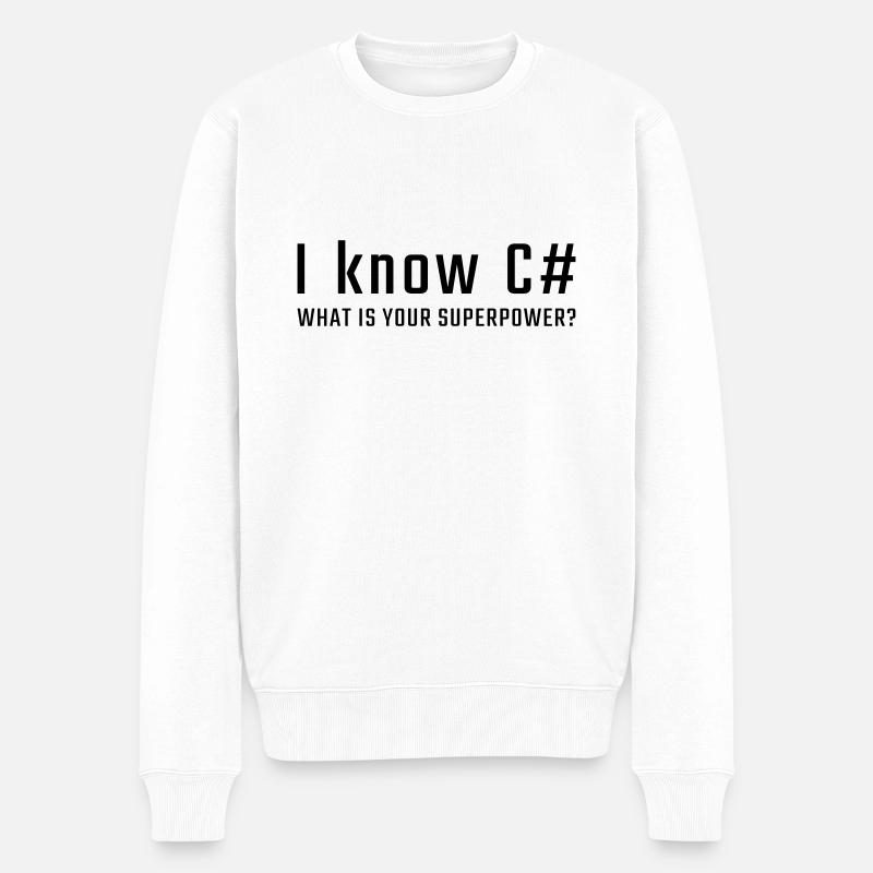 Je connais C # - Pull Premium bio Homme - blanc