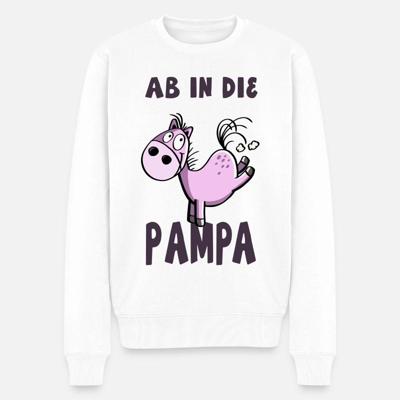 Ab in die Pampa Pferd - Männer Premium Bio Pullover - Weiß