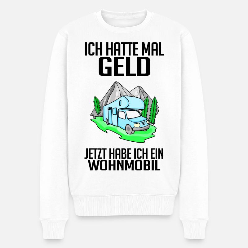 Wohnmobil Wohnwagen Campen Camping - Männer Premium Bio Pullover - Weiß