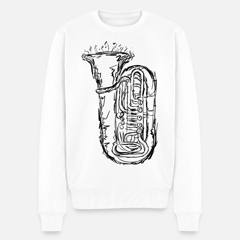 Tuba Zeichnung - Männer Premium Bio Pullover - Weiß