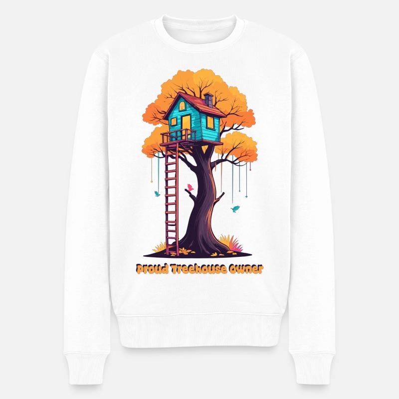 Stolzer Baumhaus Besitzer - Männer Premium Bio Pullover - Weiß