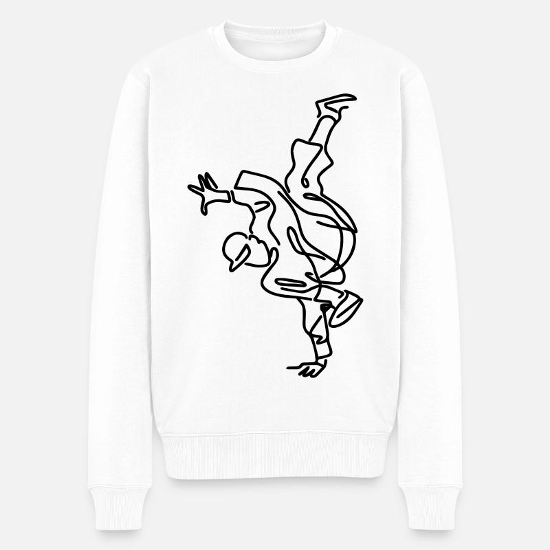 Breakdance Junge Zeichnung - Männer Premium Bio Pullover - Weiß