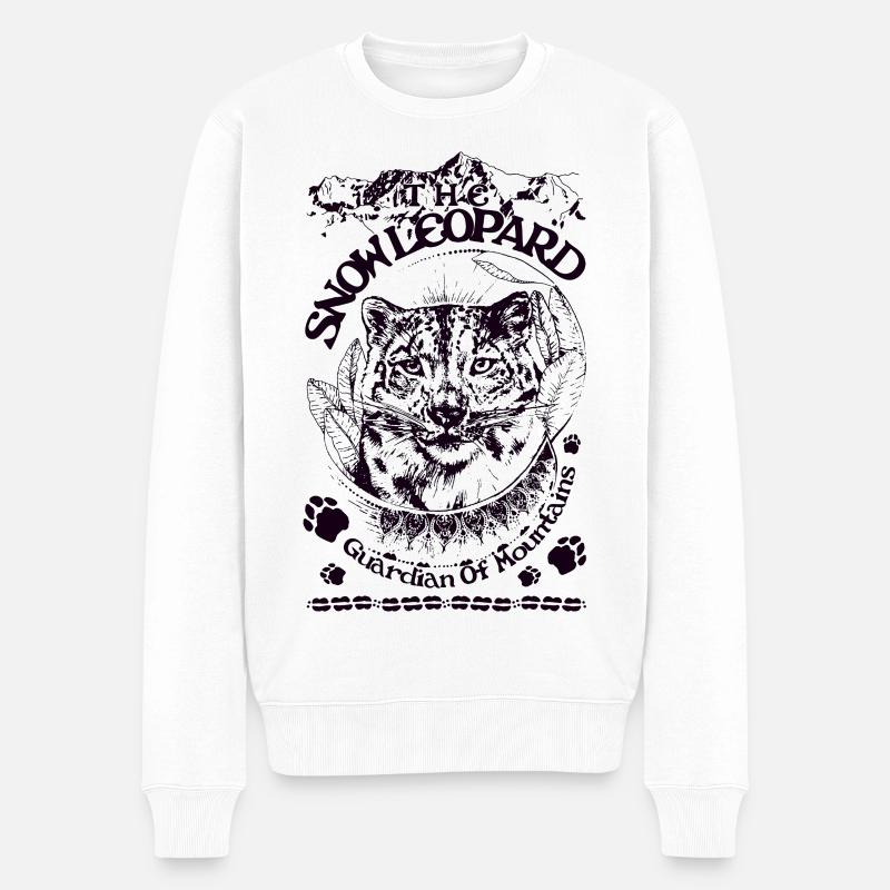 SCHNEELEOPARD - Männer Premium Bio Pullover - Weiß