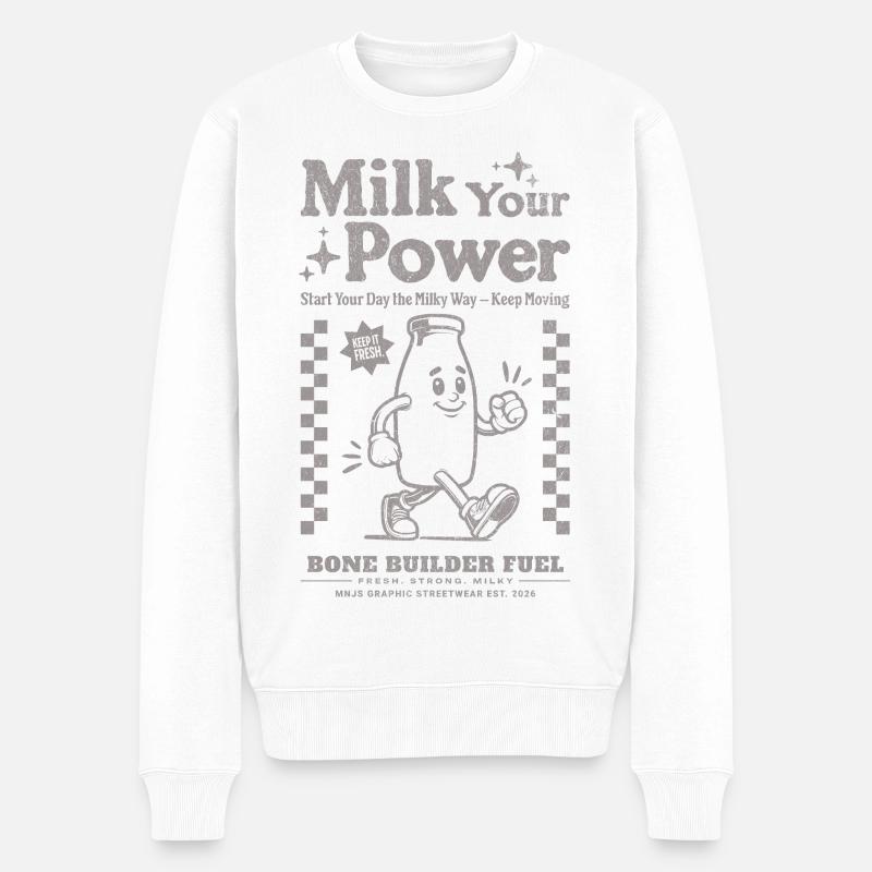 Milch deine Power - Männer Premium Bio Pullover - Weiß