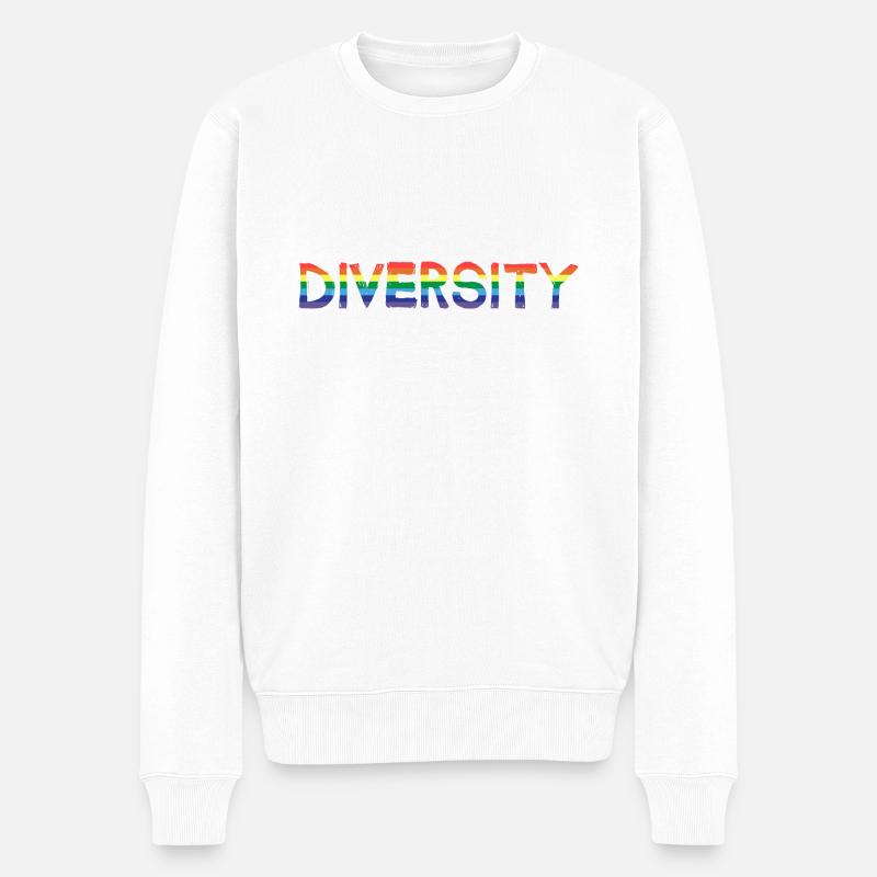 Diversité Diverse drapeau arc-en-ciel - Pull Premium bio Homme - blanc
