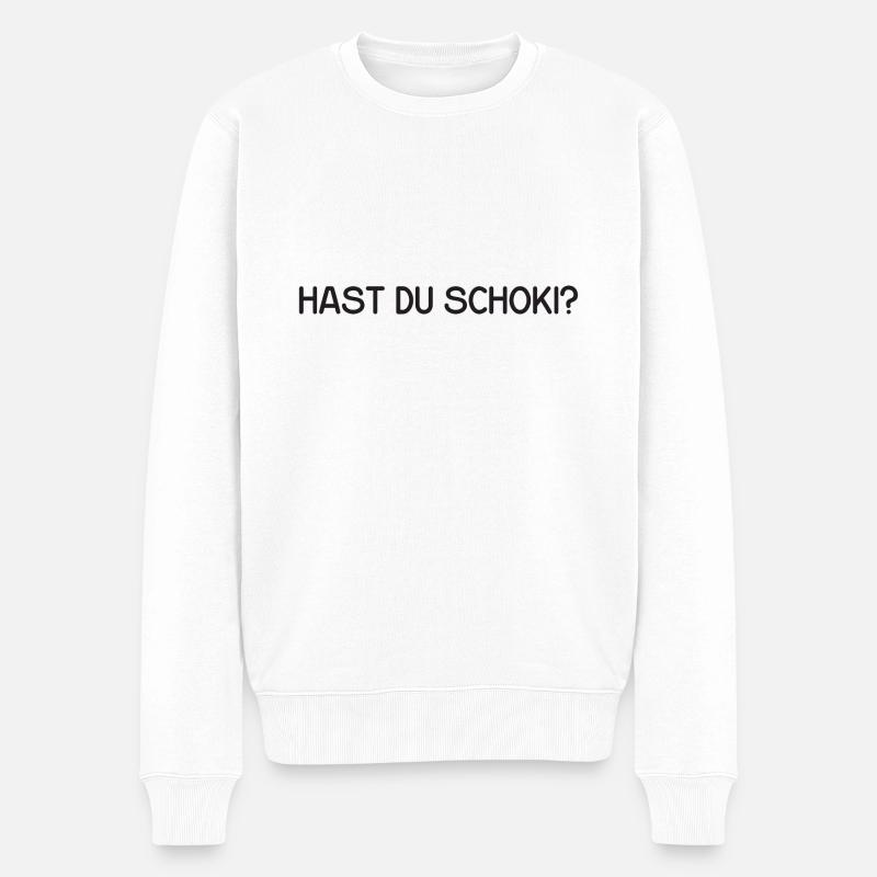 Hast du Schoki? - Männer Premium Bio Pullover - Weiß