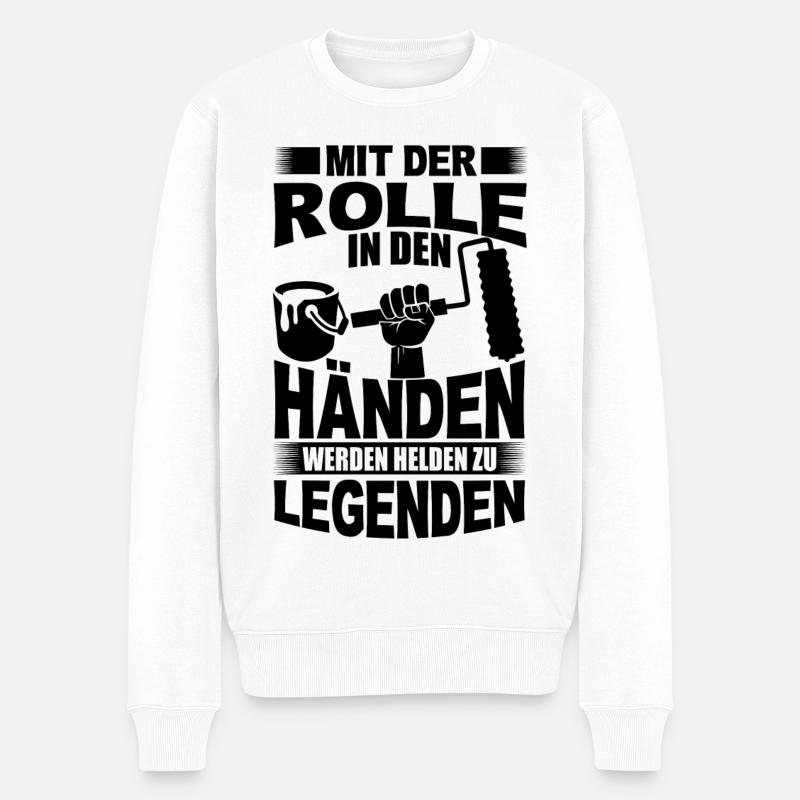 MALER BERUF JOB ARBEIT HANDWERK BAUSTELLE GESCHENK - Männer Premium Bio Pullover - Weiß