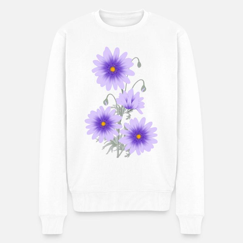 Anémones lilas - Pull Premium bio Homme - blanc