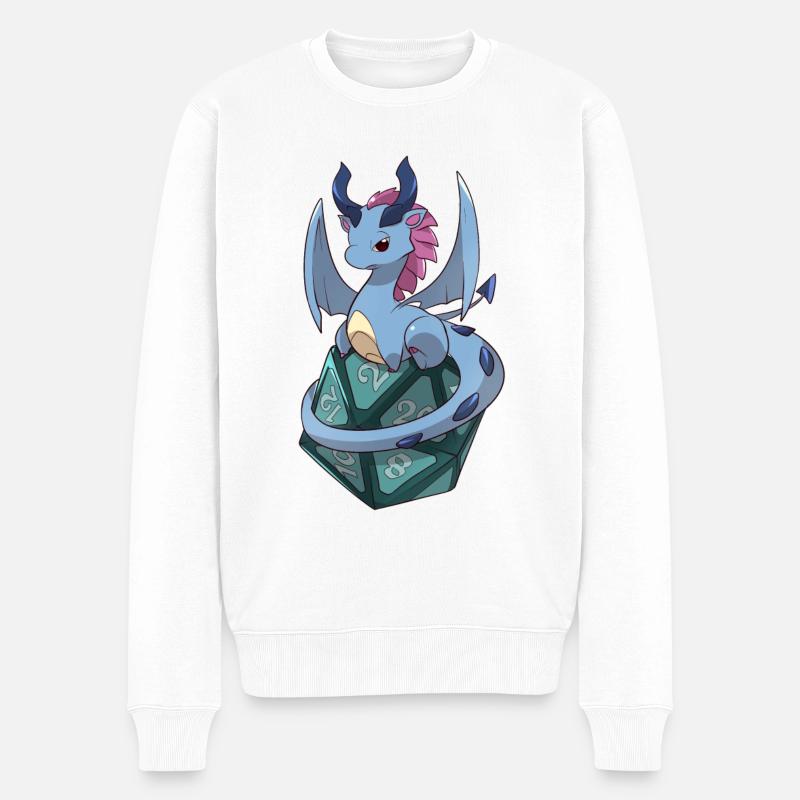 Drache D20 - Männer Premium Bio Pullover - Weiß