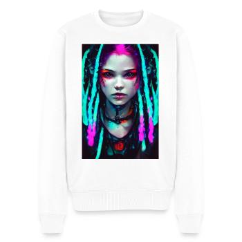 Cyber Goth Girl Neon Colors Dreadlocks Cyber Punk - Pull Premium bio Homme - blanc - Devant - Thijin (182cm)