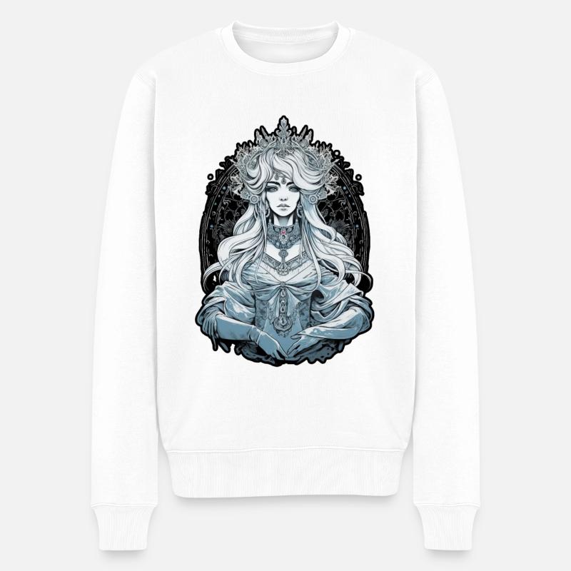 White queen priestress ,manga digital - Pull Premium bio Homme - blanc